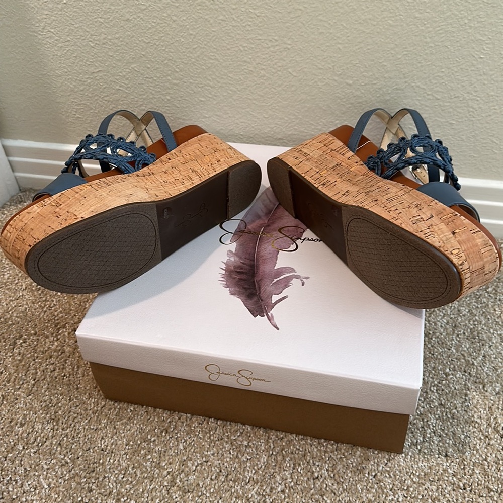 Jessica Simpson JO-CALLRI Blue Wedge Sandal with Cork 7.5 - Picture 5 of 6